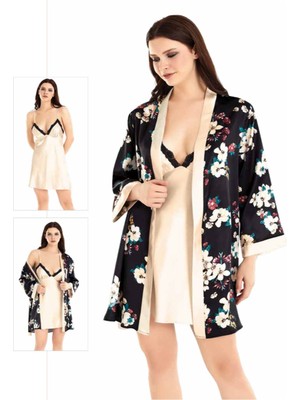 Iç Giyim Moongirl Saten Kısa Ikili Gecelik Takım