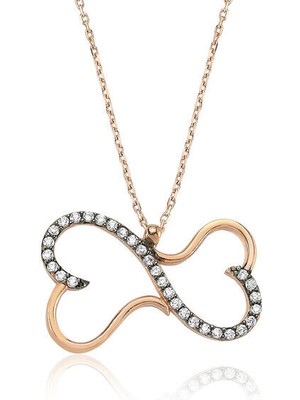 Sonzuz Iki Kalp 925 Ayar Gümüş Kolye