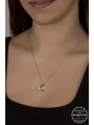  Crystal Taşlı Kalp 925 Ayar Gümüş Kolye