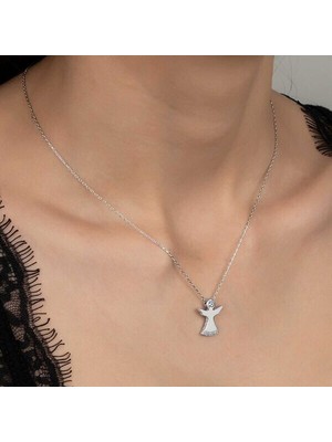   Taşlı Melek 925 Ayar Gümüş Kolye