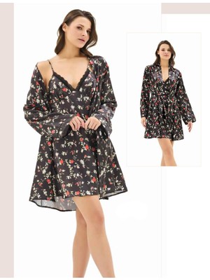 Iç Giyim Moongirl Saten Kısa Ikili Gecelik Takım