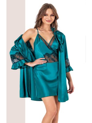 Iç Giyim Moongirl Saten Kısa Ikili Gecelik Takım