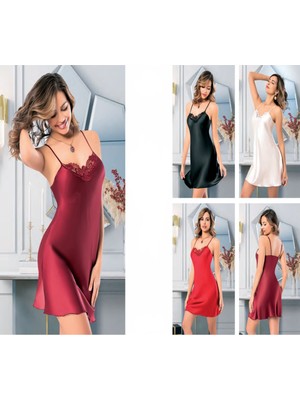 Iç Giyim Miss Laris Ince Askılı Şık Saten Gecelik