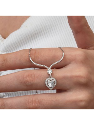 Kalp Zirkon Taşlı 925 Ayar Gümüş Kadın Kolye