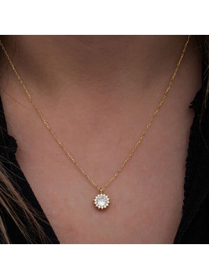 Gold  Minimal Yuvarlak Anturaj 925 Ayar Gümüş Kadın Kolye