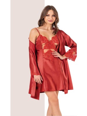 Iç Giyim Moongirl Saten Kısa Ikili Gecelik Takım