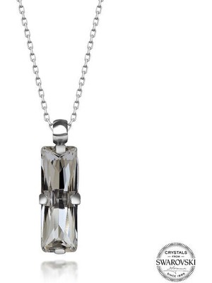 Crystal Taşlı  Baget 925 Ayar Gümüş Kolye