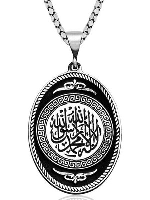 Allah Muhammet I Tevhit Yazılı 925 Ayar Gümüş Kolye