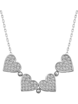 Beyaz Taşlı Açılabilen Kalpli 925 Ayar Gümüş Kadın Kolye