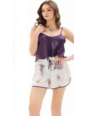 Iç Giyim Moongirl Saten Şortlu Gecelik Takım