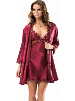 Iç Giyim Moongirl Saten Kısa Ikili Gecelik Takım