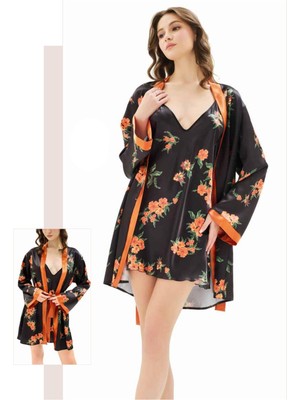 Iç Giyim Moongirl Saten Kısa Ikili Gecelik Takım