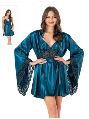 Iç Giyim Moongirl Saten Kısa Ikili Gecelik Takım