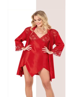 Iç Giyim Moongirl Saten Kısa Ikili Gecelik Takım