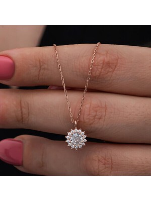 Rose Minimal Yuvarlak 925 Ayar Gümüş Kadın Kolye
