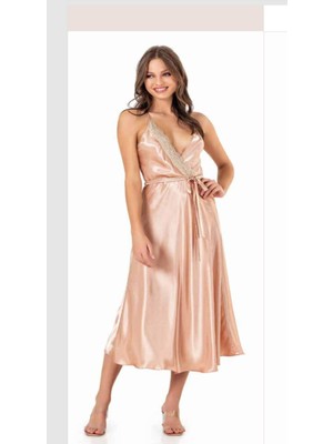 Iç Giyim Moongirl Uzun Saten Gecelik