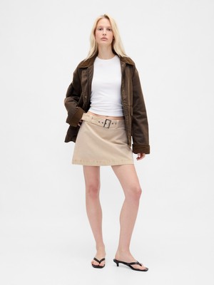 Gap Kadın Krem Beltli Mini Etek