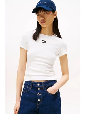 Tommy Hılfıger Tjw Slım Badge Rıb Tee T-Shirt