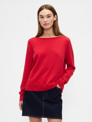 Gap Kadın Kırmızı Relaxed Boatneck Kazak