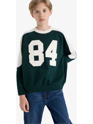 DeFacto Oversize Geniş Kalıp Bisiklet Yaka Baskılı Okul Sweatshirt Erkek Çocuk F2706A825AU