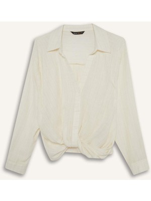 DeFacto Regular Fit Gömlek Yaka Pamuklu Uzun Kollu Bluz F9998AX25AU