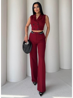 By Kadriye Yılmaz Marino Yelekli Tasarım Takım Bordo