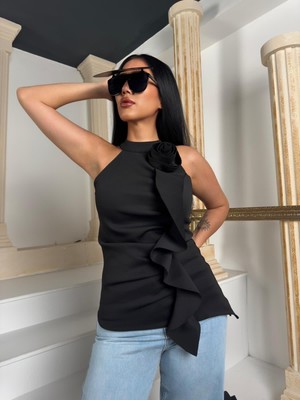 Costanza Gül Detaylı Bluz Siyah