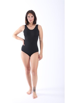 Kadın Yüzücü Klasik Siyah Mayo 38-52