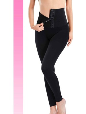 Kadın Siyah Yüksek Bel Agraflı Toparlayıcı Tayt Korse