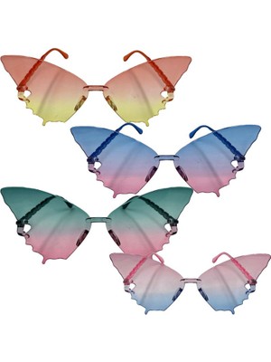 Pandoli Sert Mika Farklı Renklerde Kelebek Gözlüğü 4 Adet 15 x 7 cm