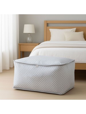 Gri Puantiye Detaylı Küçük Boy Çok Amaçlı Hurç 52X28X21 cm