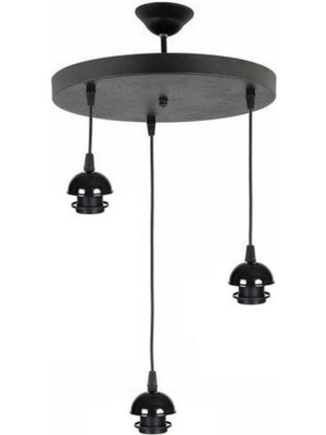 Şık 3'lü Siyah Tepsi Sarkıt Avize, Modern ve Zarif Tasarım