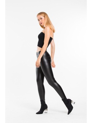 Kadın Siyah Yüksek Bel Tayt