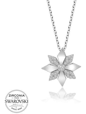  Taşlı Çiçek  925 Ayar Gümüş Kolye