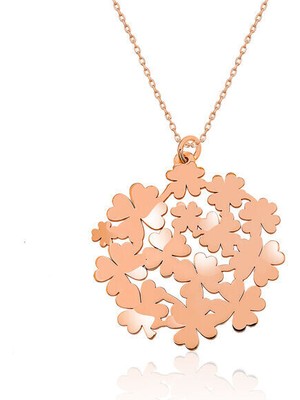 Rose Yonca Buketi 925 Ayar Gümüş Kadın Kolye