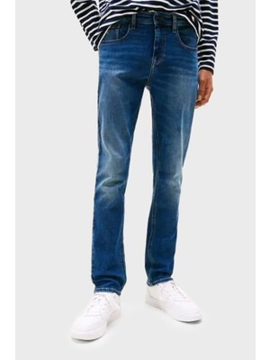 Tommy Jeans Streç Pamuklu Slim Fit Normal Bel Dar Paça Jeans Erkek Kot Pantolon DM0DM21238 1bk