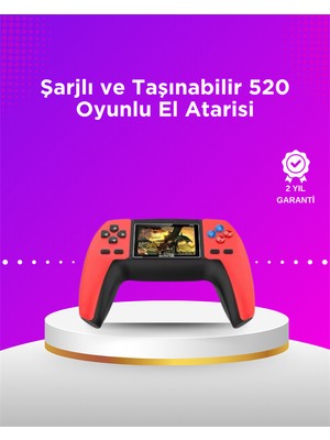P5 Taşınabilir Retro Konsol – 520 Oyun, Ergonomik Tasarım, Nostaljik Eğlence