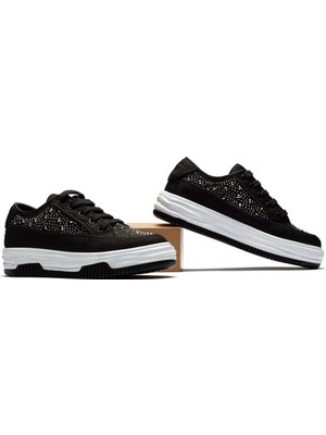 Kadın Yüksek Taban Sneaker Keten Kumaş Bağcıklı Spor Ayakkabı Hesna
