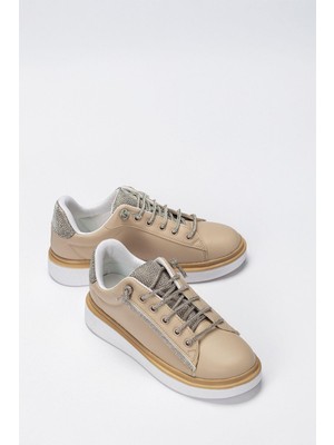 Kadın Günlük Bağcığı Taşlı Rahat Kalıp Yürüyüş ve Ortopedik Spor Ayakkabı