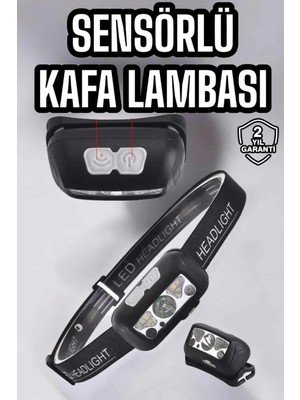 Eldenör Kafa Lambası Kamp Lambası Sensörlü Şarjlı Ayarlanabilir