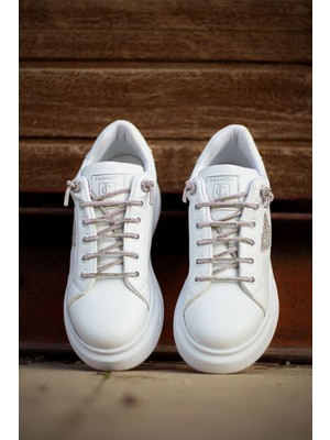 Kadın Ortopedik Taşlı Bağcık Günlük Spor Ayakkabı Sneakers