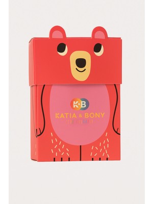 Kız Çocuk Ayıcık Desenli 2'li Kutulu Soket Çorap Pembe