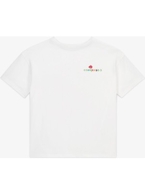 Converse Oversized Fit Kadın Baskılı Beyaz T-Shirt