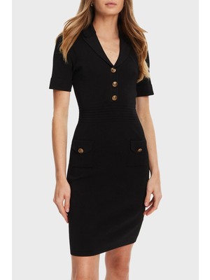 Guess Ss Felicity Slim Fit Mono Yaka Düğme Detaylı Mini Elbise W5YK29Z0130 Bayan Elbise W5YK29 Z0130 Jblk