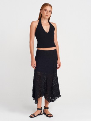 80428 Dantel Midi Etek-Siyah