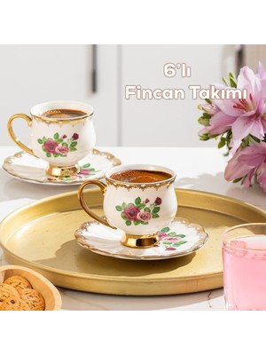 Porsima 3187 Majesty 12 Parça Yaldızlı Porselen Türk Kahve Fincan Takımı