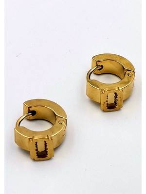 316 L Çelik Gold Renk Unisex Figürlü  Küpe