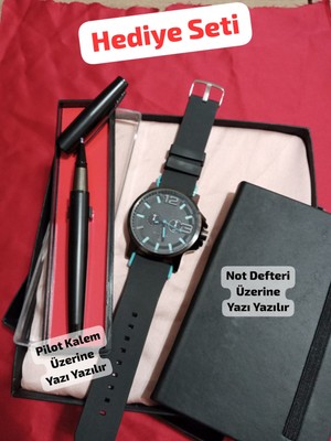 Hediyelik Özel Kutulu Erkek Kombin Saat Seti Eşinize Sevgilinize Hediye Seti - 6042