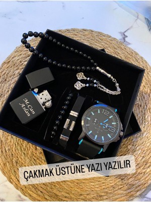 Özel Kutulu Hediyelik Erkek Kombin Saat Seti Eşinize Sevgilinize Hediye Seti - 6042