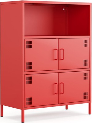 Furni 24 Pera Metal Çok Gözlü Dolap, 4 Kapaklı, Açık Raflı 80,50 x 40 x 109,50 cm